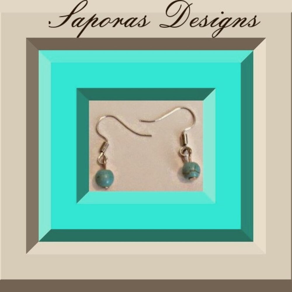 Silver Tone Dangle Turquoise Earrings Native Ethnic Tribal Bohemian Design